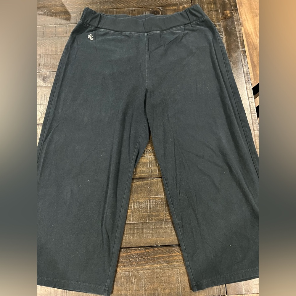 Lauren Ralph Lauren Black Wide-leg cropped lounge pants